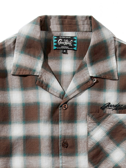 【9.20 (Sat) 12:00 Release】GOOD HELLER | OMBRE CHECK L/S SHIRT - Brown