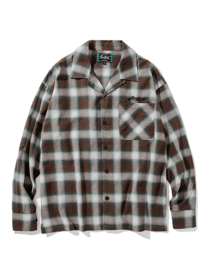 【9.20 (Sat) 12:00 Release】GOOD HELLER | OMBRE CHECK L/S SHIRT - Brown