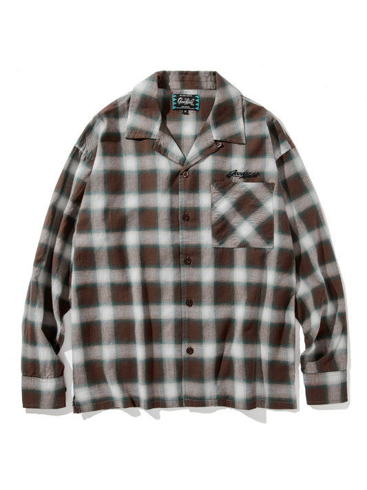 【9.20 (Sat) 12:00 Release】GOOD HELLER | OMBRE CHECK L/S SHIRT - Brown