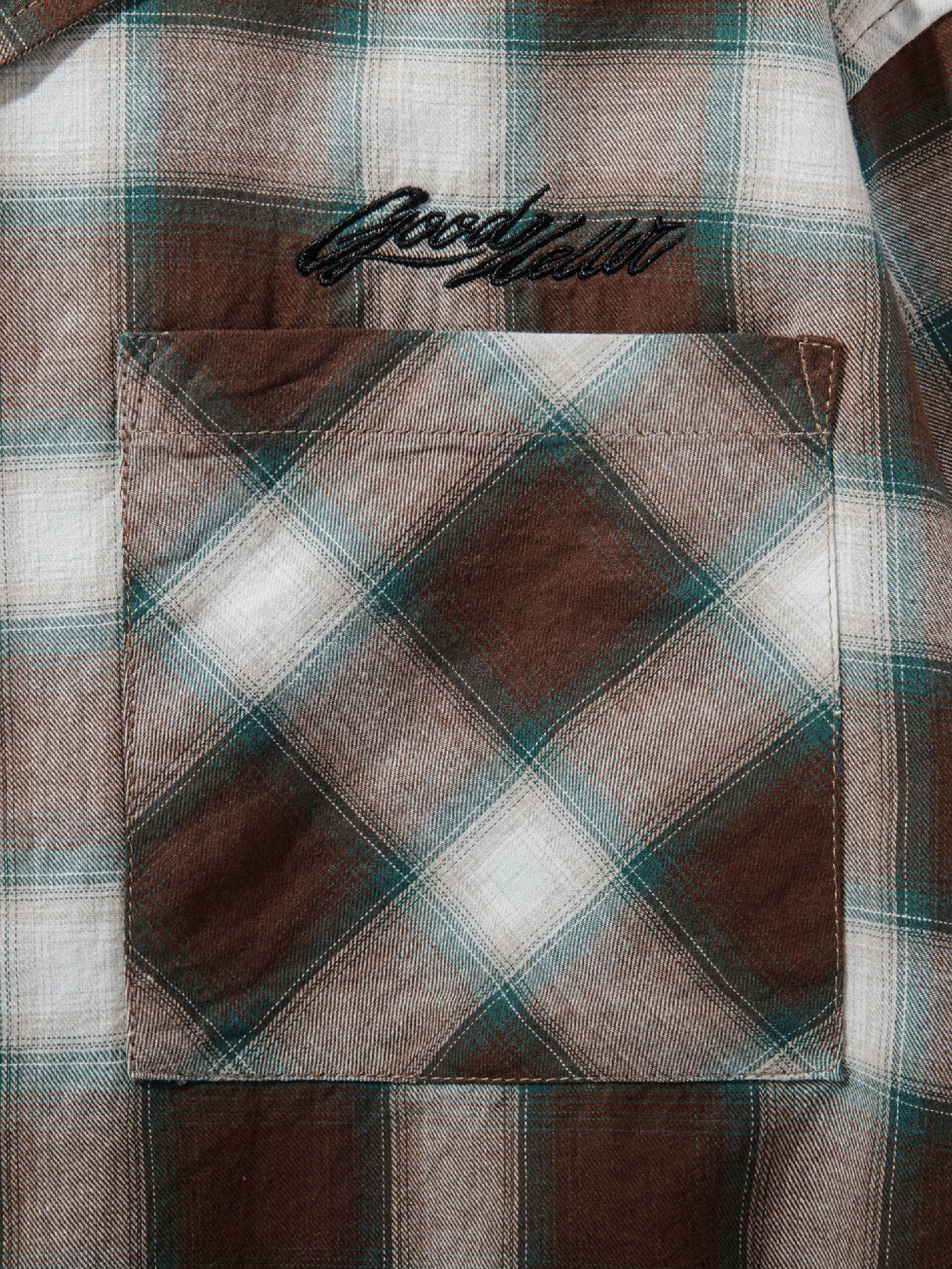 【9.20 (Sat) 12:00 Release】GOOD HELLER | OMBRE CHECK L/S SHIRT - Brown