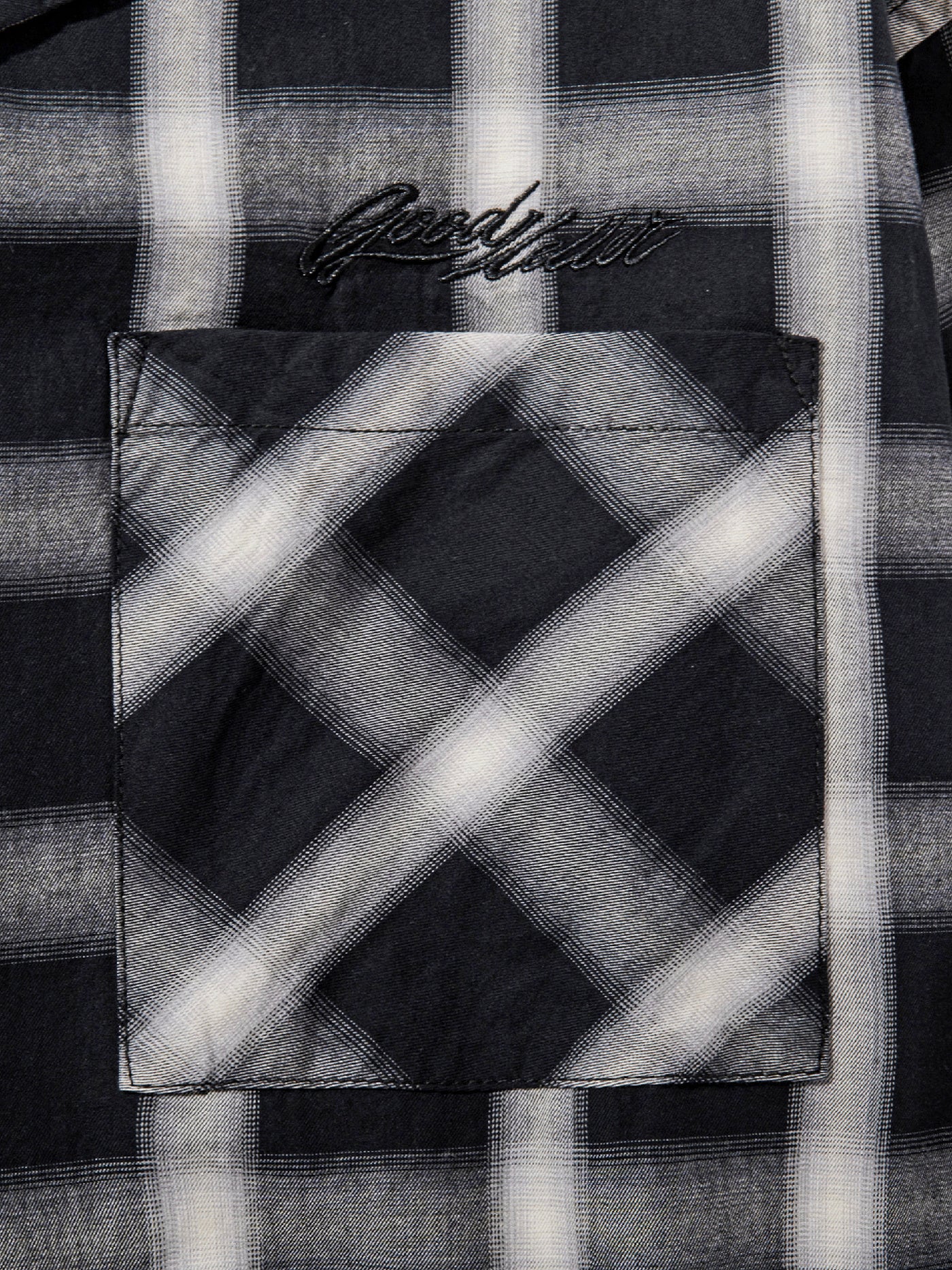【9.20 (Sat) 12:00 Release】GOOD HELLER | OMBRE CHECK L/S SHIRT - Black