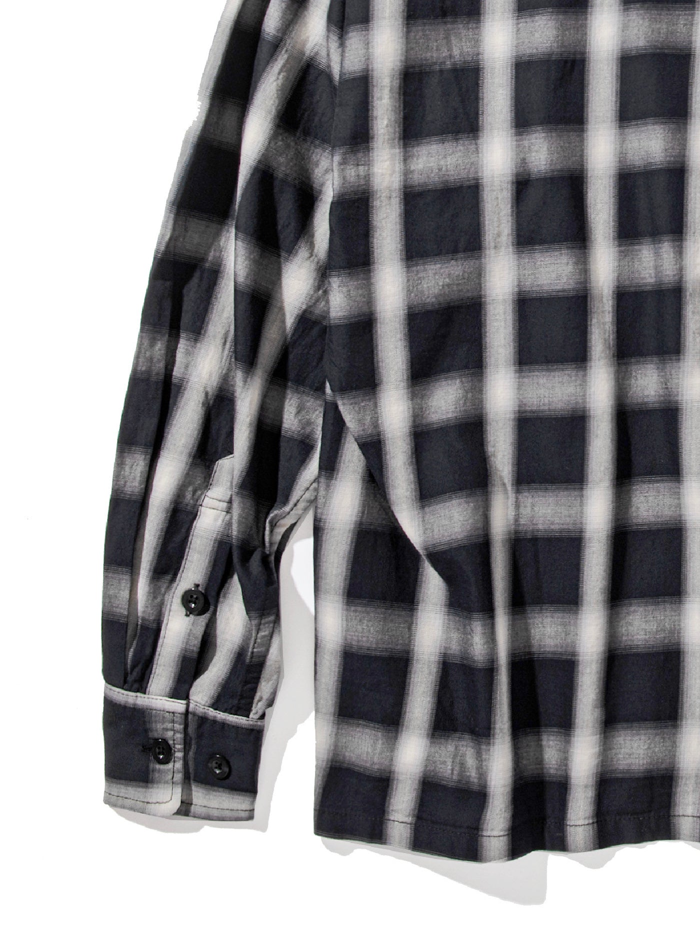【9.20 (Sat) 12:00 Release】GOOD HELLER | OMBRE CHECK L/S SHIRT - Black