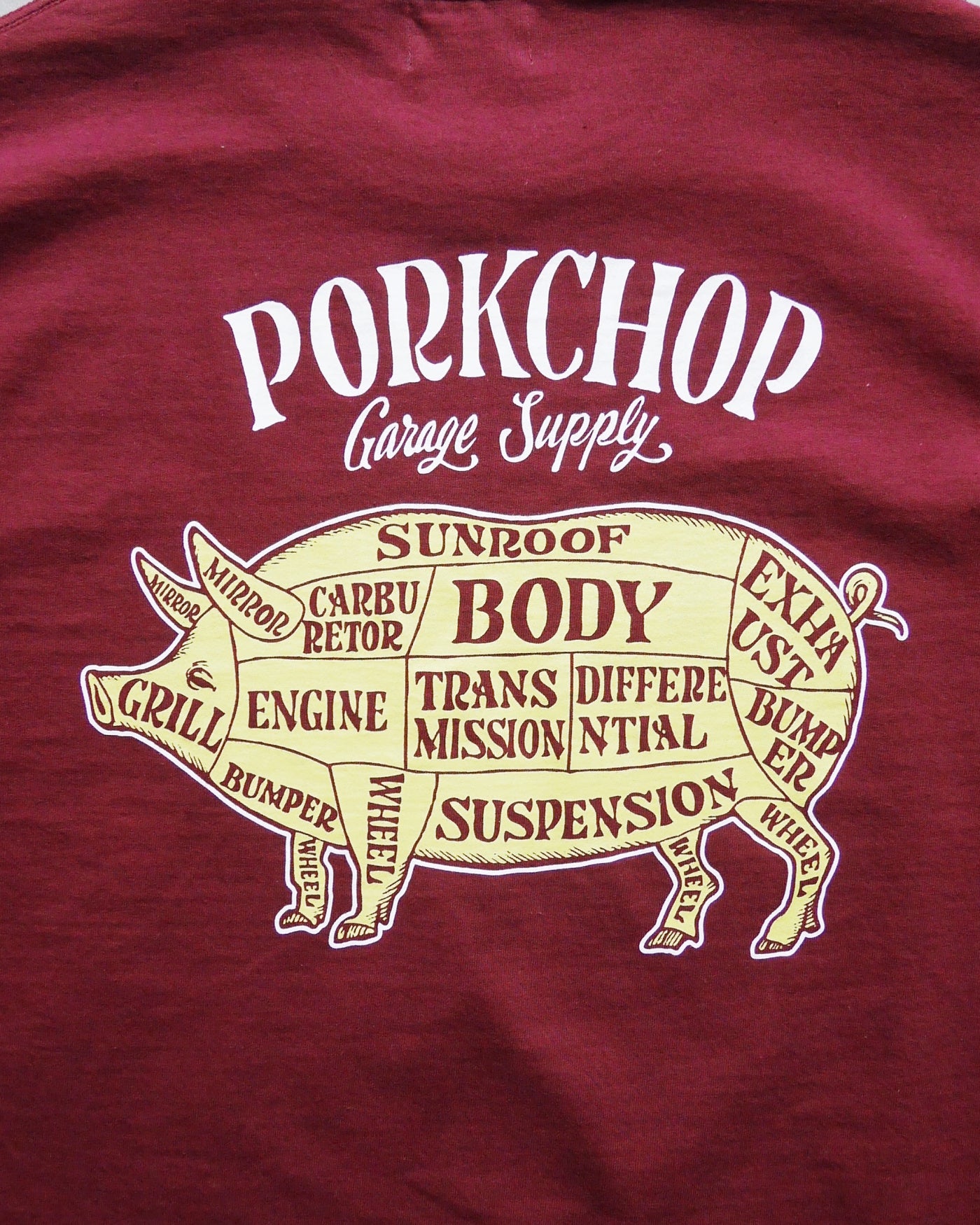 PORKCHOP | PORK BACK TEE 24SS - Burgundy