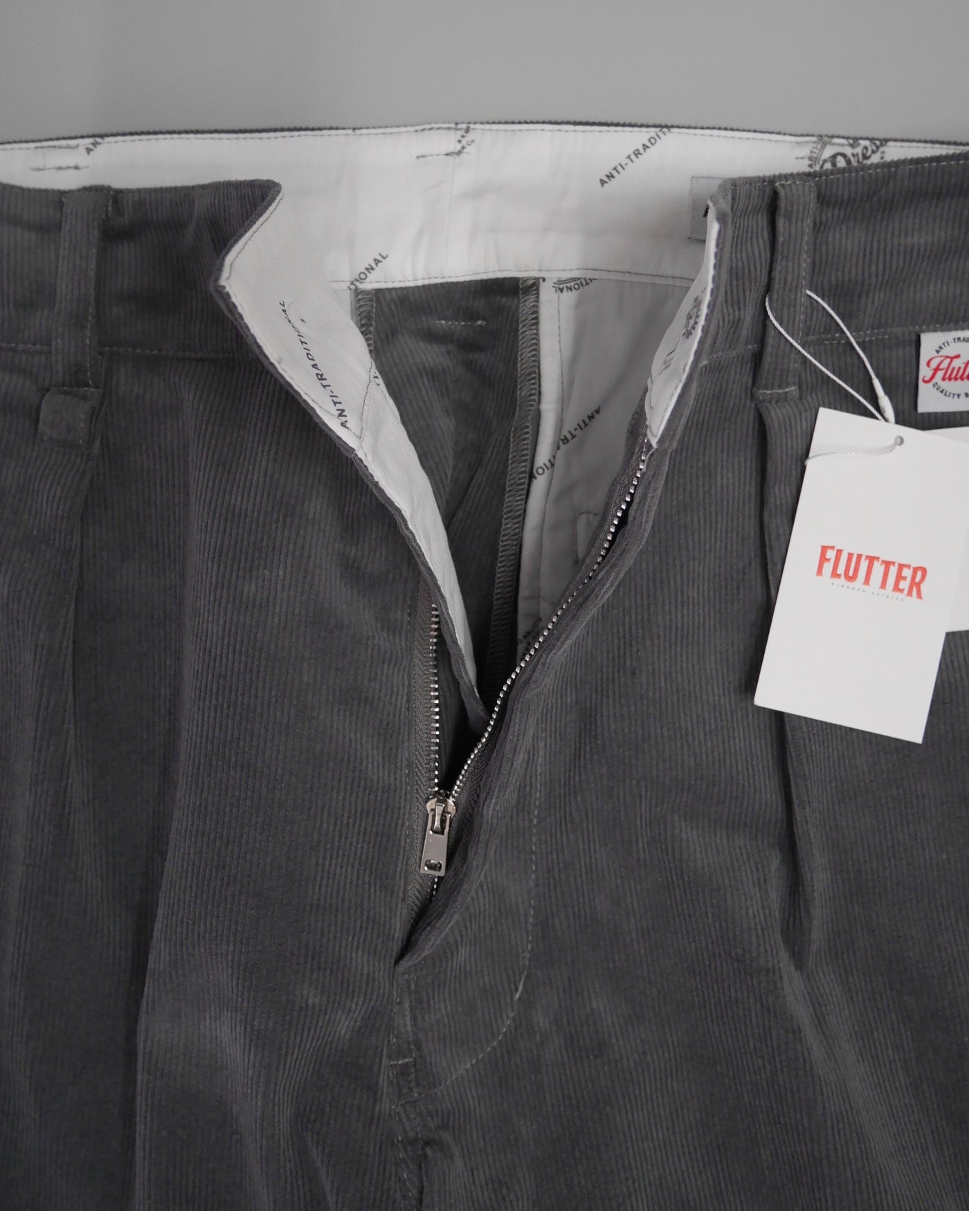 FLUTTER | "The Dress" Stretch Corduroy Work Trousers - Gray