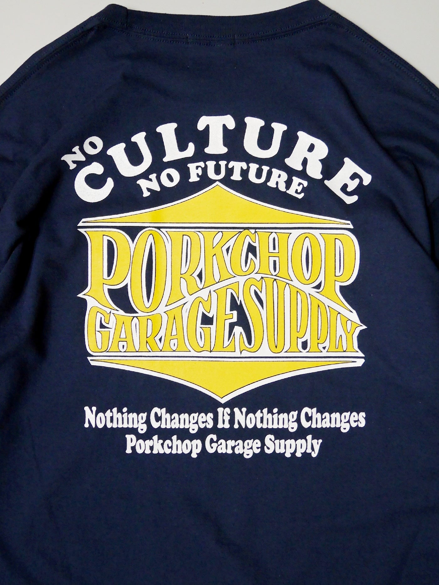 PORKCHOP | WAVE LOGO L/S TEE - Navy