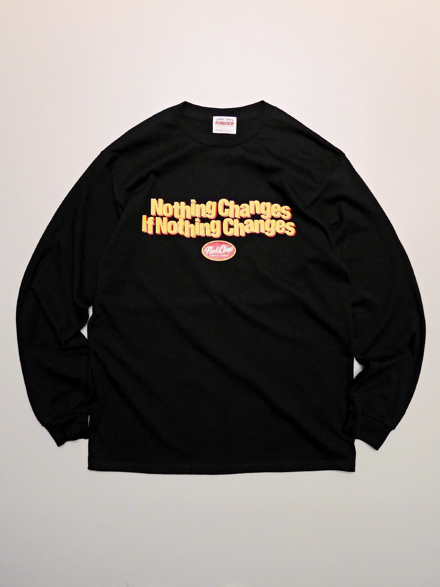 PORKCHOP | NC OVAL SCRIPT L/S TEE - Black