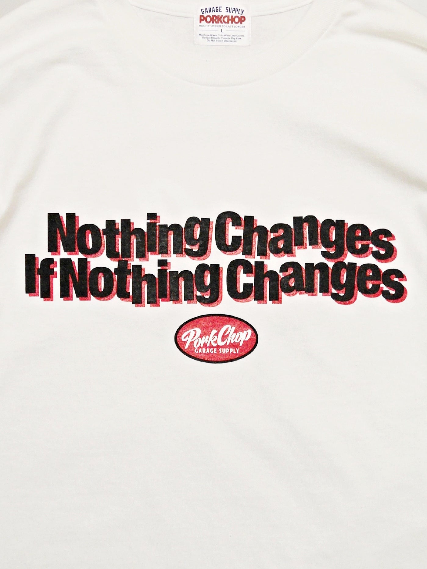 PORKCHOP | NC OVAL SCRIPT L/S TEE - White