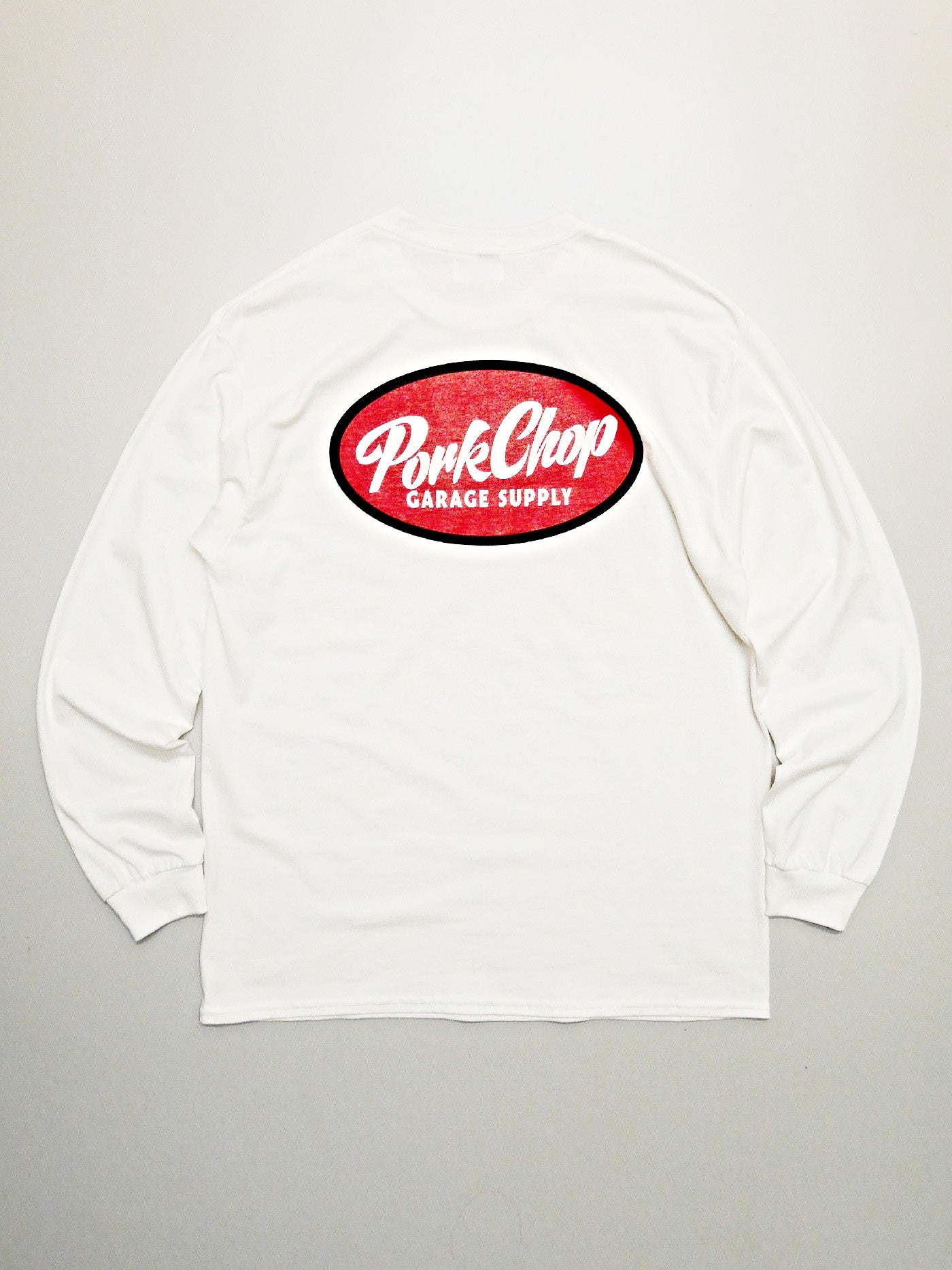 PORKCHOP | NC OVAL SCRIPT L/S TEE - White