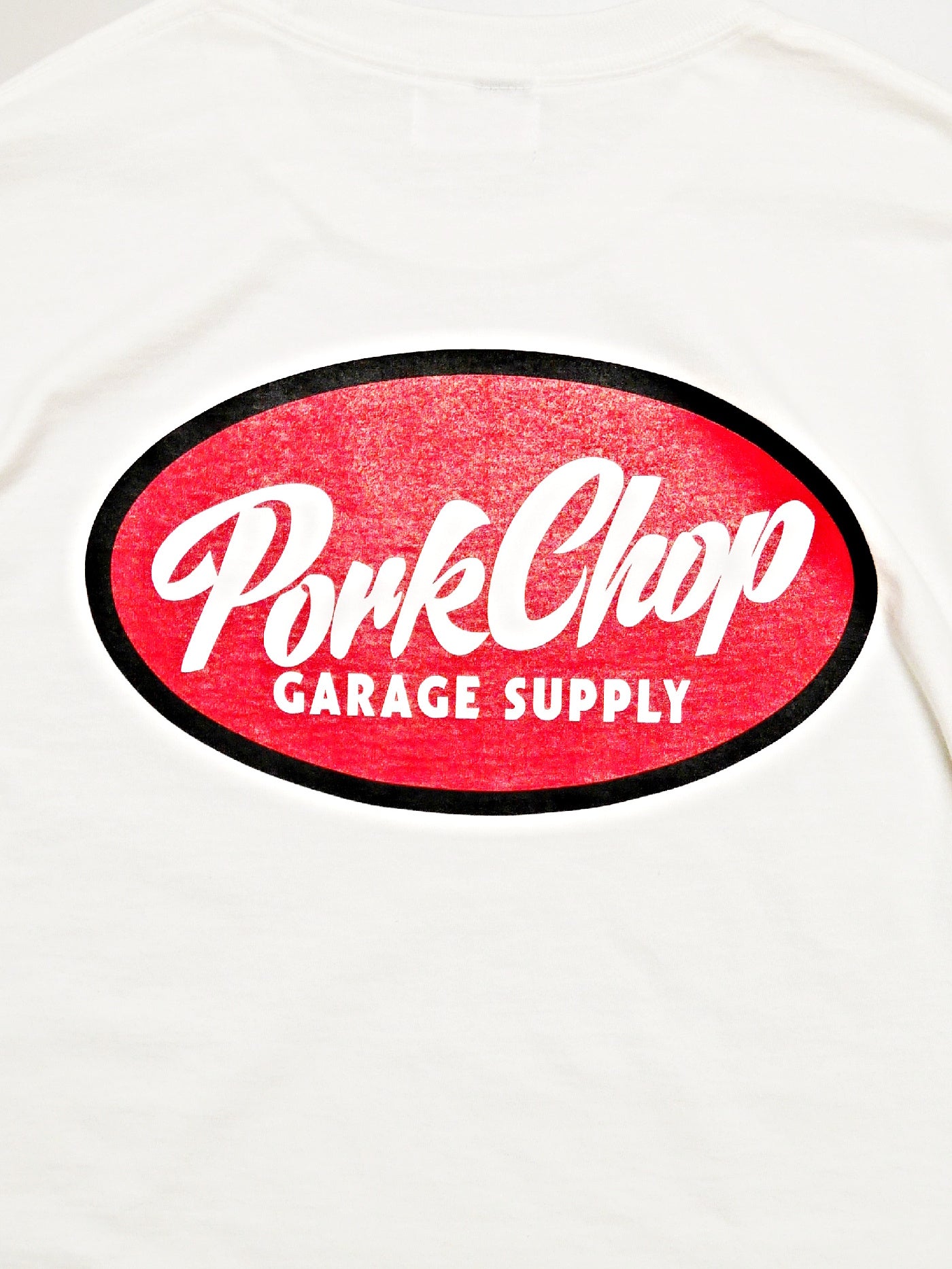 PORKCHOP | NC OVAL SCRIPT L/S TEE - White
