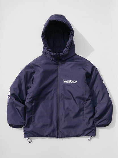 【12.28 (Sun) 12:00 Release】PORKCHOP | BURNING LOGO HOODED JKT - Navy