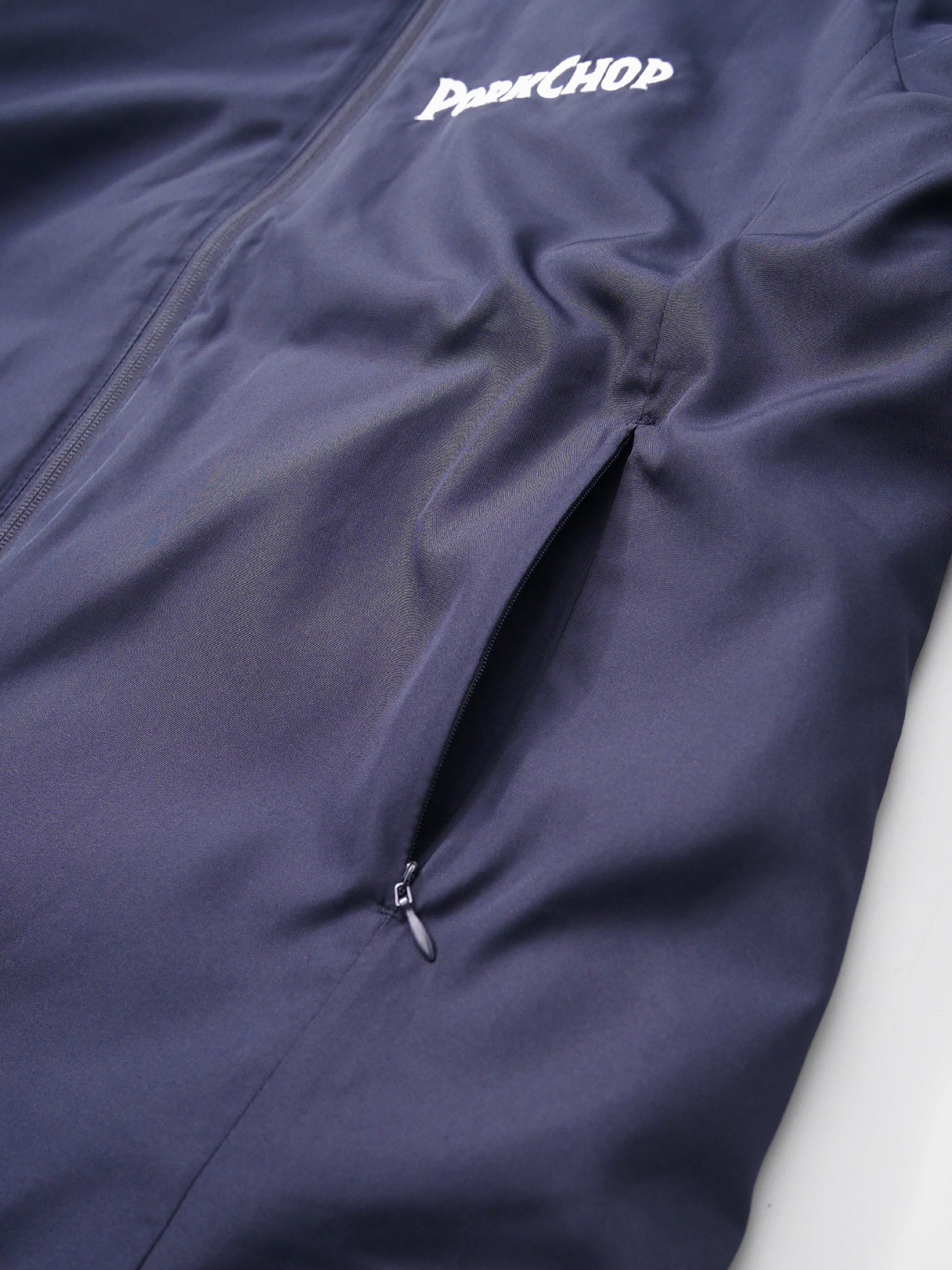 【12.28 (Sun) 12:00 Release】PORKCHOP | BURNING LOGO HOODED JKT - Navy