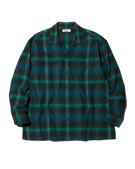 RADIALL | BOULEVARD - OPEN COLLARED SHIRT L/S - Bottle Green