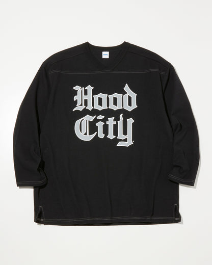 RADIALL | HOOD CITY - FOOTBALL T-SHIRT CROPPED SLEEVE - Black