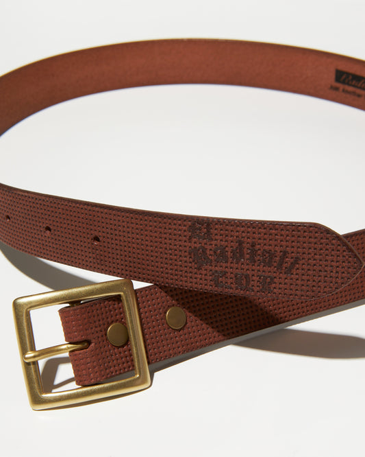 RADIALL | TRUE DEAL - SQUARE BUCKLE BELT / PLAIN - Brown