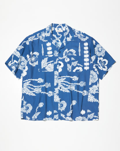 RADIALL | VERSIONS - OPEN COLLARED SHIRT S/S - Konpeki Blue