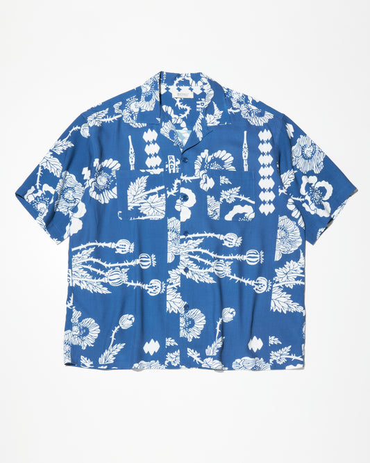 RADIALL | VERSIONS - OPEN COLLARED SHIRT S/S - Konpeki Blue