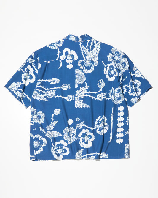RADIALL | VERSIONS - OPEN COLLARED SHIRT S/S - Konpeki Blue