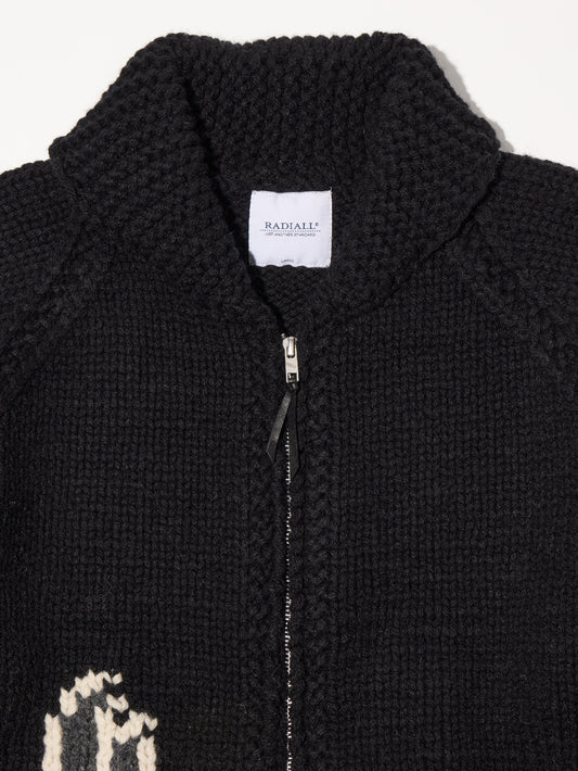 RADIALL | Sierra - ZIP UP COWICHAN SWEATER - Black