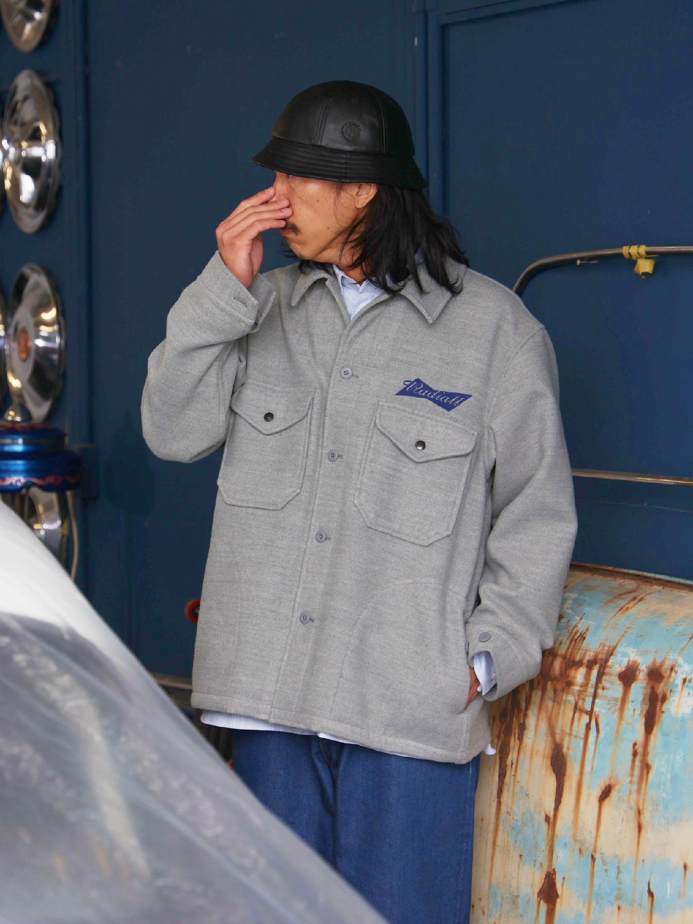 【11.8 (Sat) 12:00 Release】RADIALL | Bowtie - CPO SHIRT L/S - Ash Gray