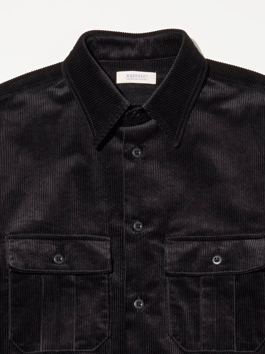 【11.1 (Sat) 12:00 Release】RADIALL | Bricks - REGULAR COLLARED UTILITY SHIRT L/S - Black