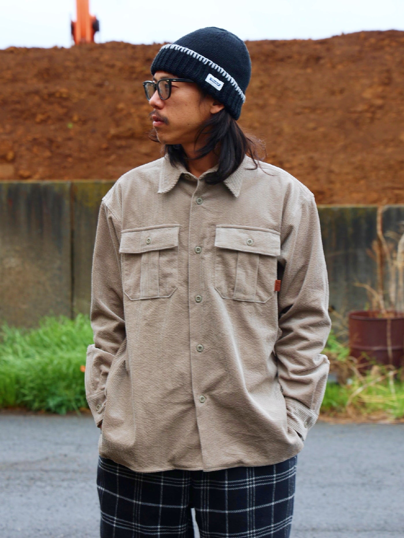 【11.1 (Sat) 12:00 Release】RADIALL | Bricks - REGULAR COLLARED UTILITY SHIRT L/S - Taupe