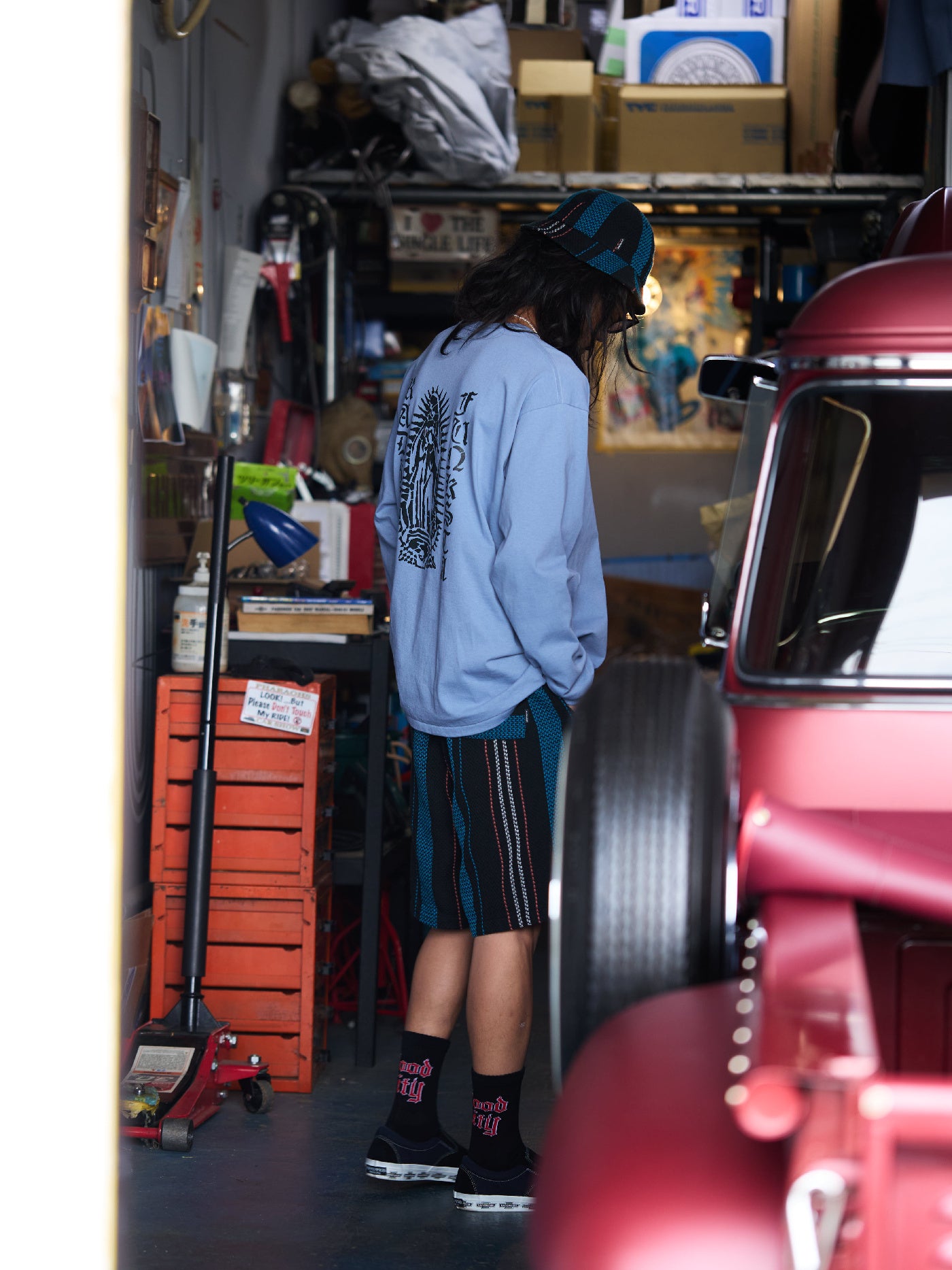 【1.31 (Sat) 12:00 Release】RADIALL | Road Charm - CREW NECK T-SHIRT L/S - Steel Blue