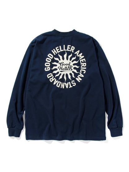 GOOD HELLER | SUN LOGO 9.5oz L/S T-SHIRT - Navy