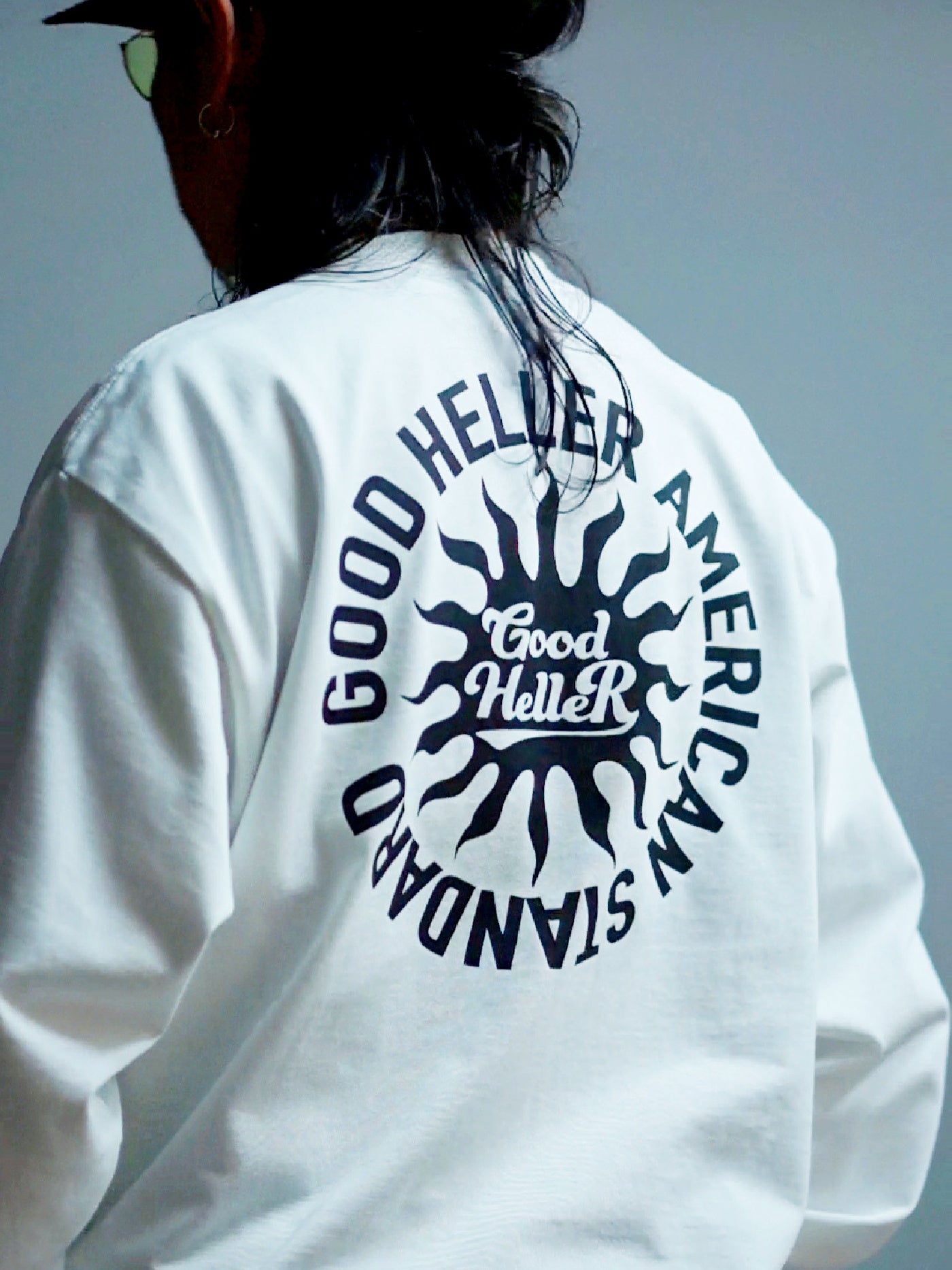 GOOD HELLER | SUN LOGO 9.5oz L/S T-SHIRT - White