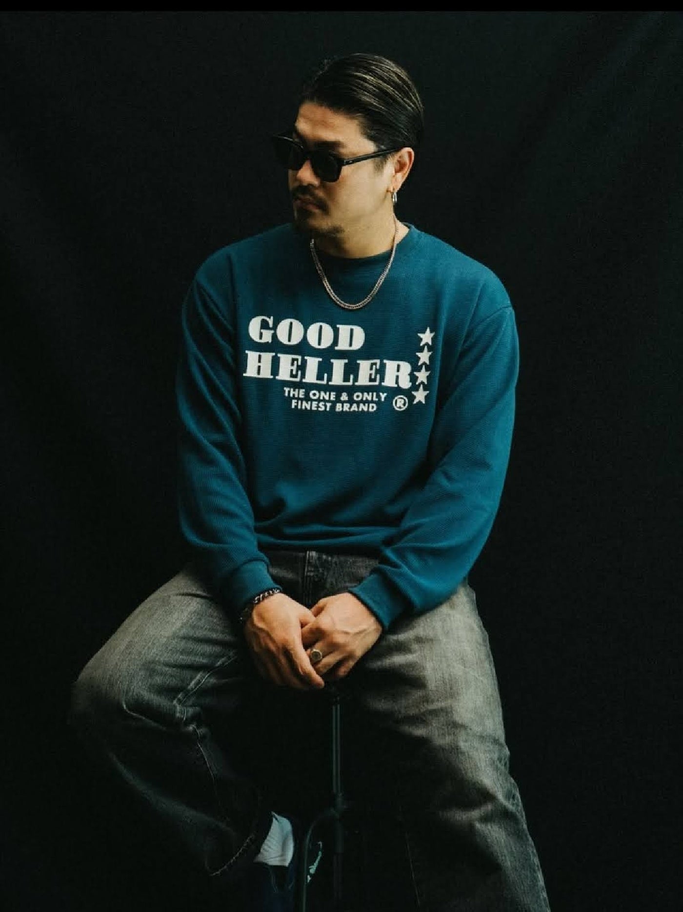 GOOD HELLER | LOGO THERMAL L/S T-SHIRT - Navy