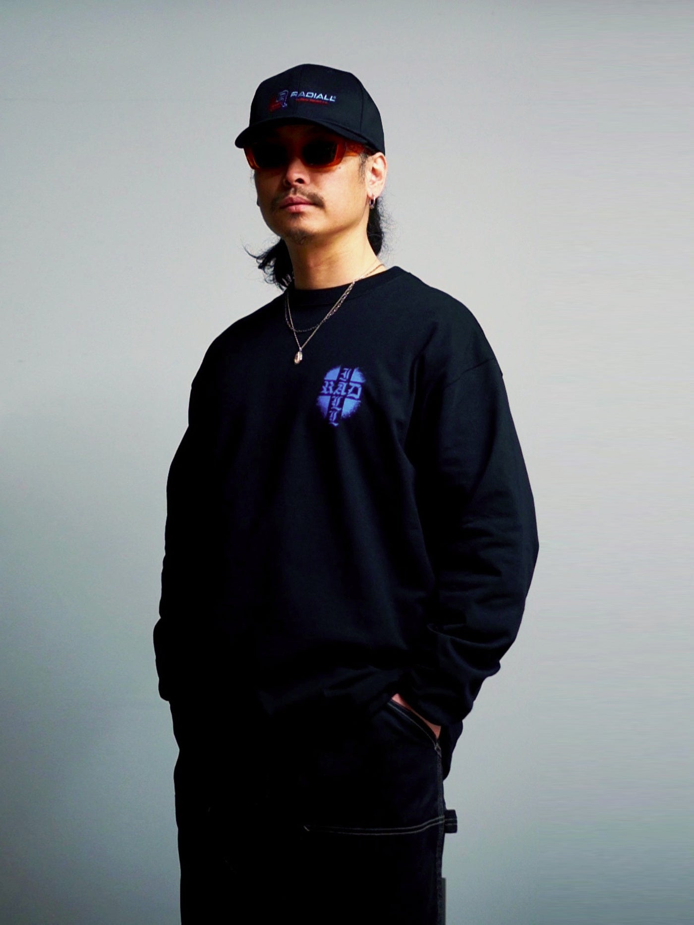 【1.31 (Sat) 12:00 Release】RADIALL | Road Charm - CREW NECK T-SHIRT L/S - Black