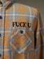 WEIRDO | FUCK U - L/S CHECK SHIRTS - Orange