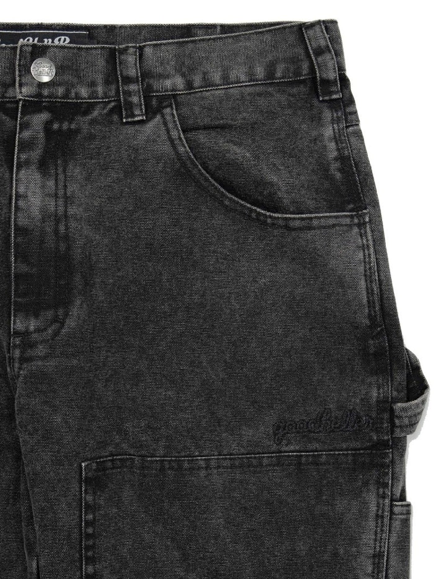 【10.25 (Sat) 12:00 Release】GOOD HELLER | HEAVY CANVAS DOUBLE KNEE PAINTER PANTS - Faded Black