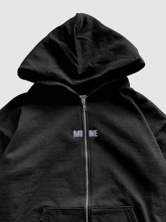【1.24 (Sat) 12:00 Release】MINE USA | Embroidery Zip Up Hoodie - Black