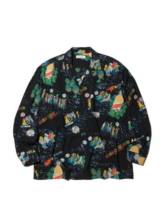 RADIALL | HOT DUB - OPEN COLLARED SHIRT L/S - Black