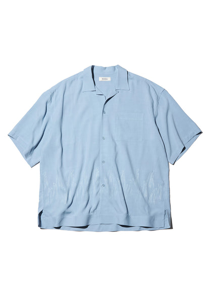 RADIALL | FLAMES OPEN COLLARED SHIRT S/S - Ice Blue