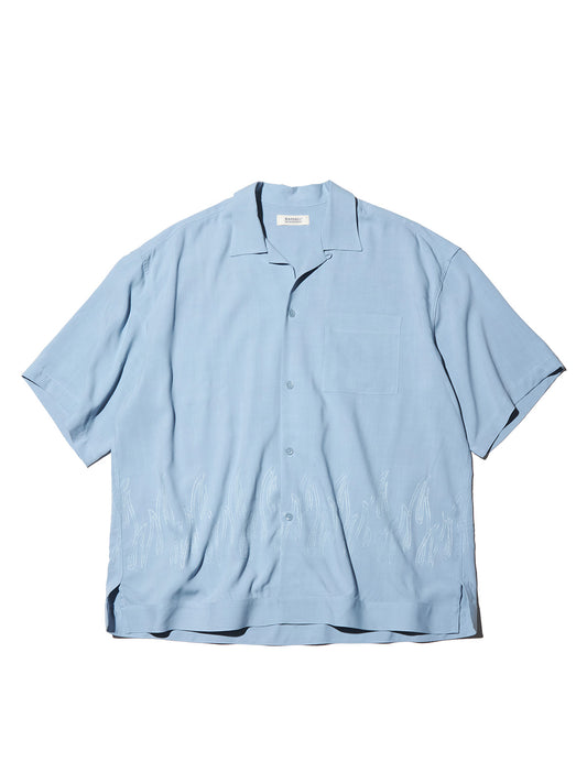 RADIALL | FLAMES OPEN COLLARED SHIRT S/S - Ice Blue