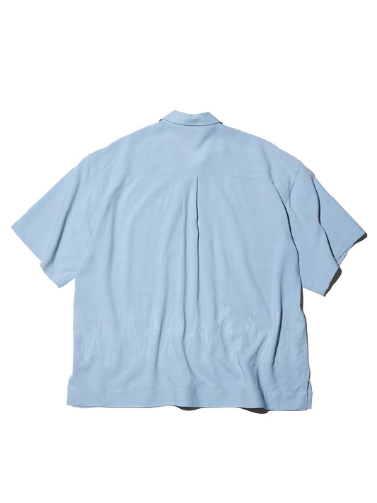 RADIALL | FLAMES OPEN COLLARED SHIRT S/S - Ice Blue