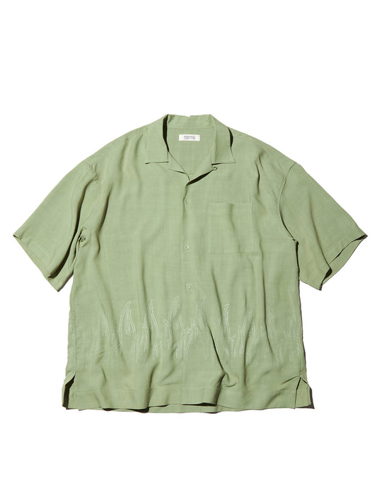 RADIALL | FLAMES OPEN COLLARED SHIRT S/S - Leaf Green