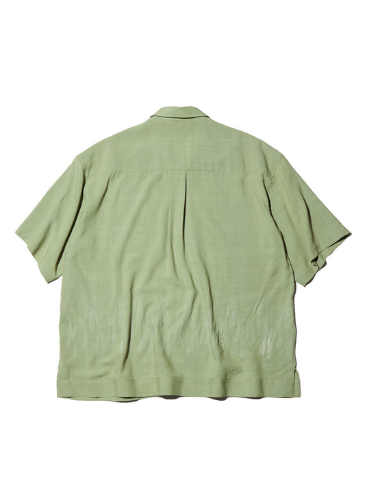 RADIALL | FLAMES OPEN COLLARED SHIRT S/S - Leaf Green