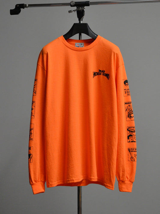 MAD MOUSE COMIC | 6th Anniversary L/S Tee - Safety Orange